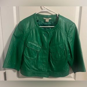 Green retro sz 14 womens leather jacket